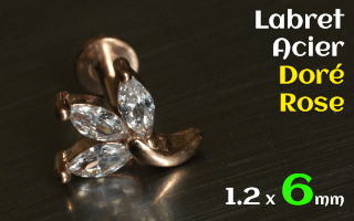 Labret 1.2 x 6 Acier Dore Rose - trefle