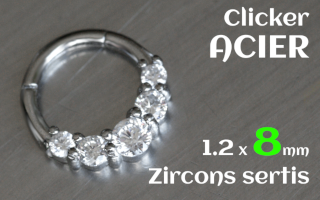 Clicker acier 1.2 x 8 - zircons sertis