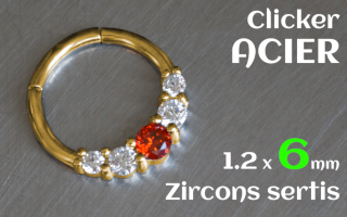 Clicker acier Dore 1.2 x 6 - zircons sertis