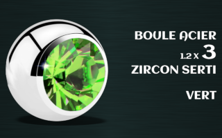 boule acier 1.2 x 3 - zircon vert