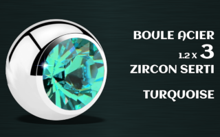 boule acier 1.2 x 3 - zircon turquoise