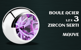boule acier 1.2 x 3 - zircon mauve