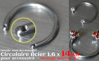 Circulaire 1.6 x 14 - Acier - 2 vissages pour accessoire interne (non livre)