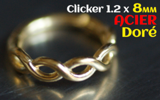 Clicker acier dore tresse 1.2x8