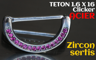 Teton clicker acier 1.6 x 16 - zircons rose