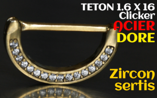 Teton clicker acier Dore 1.6 x 16 - zircons cristal