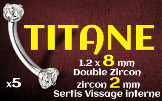 banane 1.2 x 8 x 2 - Titane - zircons sertis - vissage interne