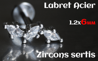 labret 1.2x6 Acier - zircon sertis