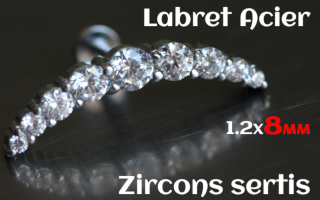 labret 1.2x8 Acier - zircon sertis