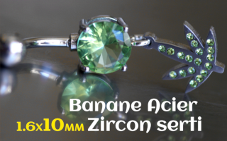 Banane Acier 1.6 x 10 - cannabis - zircon serti