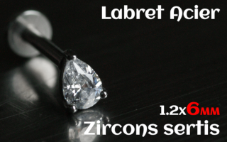 labret 1.2x6 Acier - zircon sertis