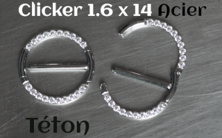 Clicker Acier 1.6 x 14 - Pour téton - zircon cristal