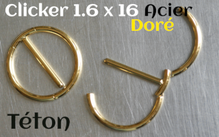 Clicker Acier Dore 1.6 x 16 - Pour téton -
