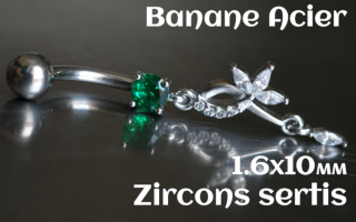 Banane acier 1.6 x 10 - zircons sertis