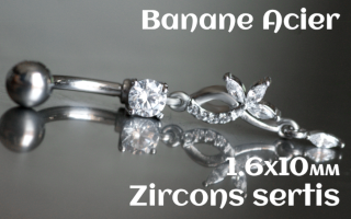 Banane acier 1.6 x 10 - zircons sertis