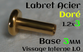 Base labret acier Dore vissage interne - 1.2 x 3 - disque 3 mm