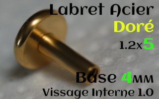 Base labret acier Dore vissage interne - 1.2 x 5 - disque 4 mm