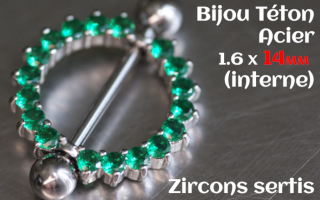 Bijou teton Acier 1.6 x 14 (mesure interne) - Zircon sertis