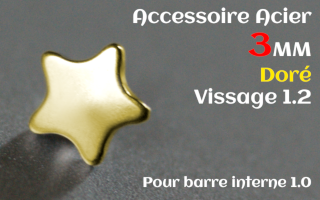 Accessoire 3 mm Acier Dore vissage interne 1.2 pour barre 1.0 - etoile