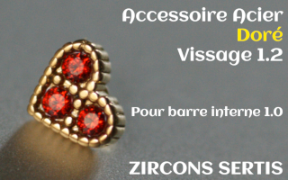 Accessoire Coeur Acier Dore 1.2 - vissage 1.0