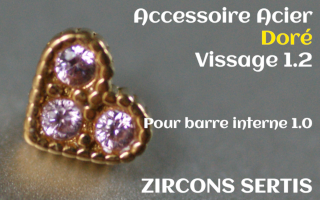 Accessoire Coeur Acier Dore 1.2 - vissage 1.0