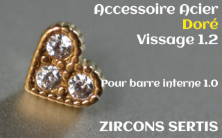 Accessoire Coeur Acier Dore 1.2 - vissage 1.0