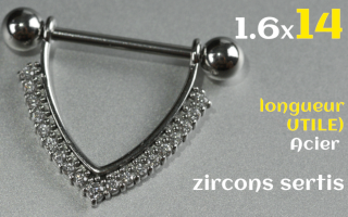 Bijou seins 1.6 x 14 (longueur interieure) - Acier