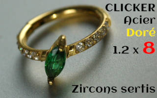 Clicker 1.2 x 8 Acier dore - zircons sertis