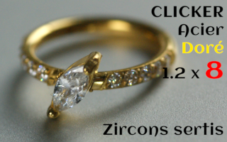 Clicker 1.2 x 8 Acier dore - zircons sertis