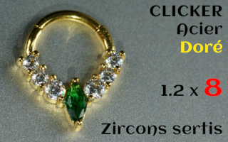 Clicker 1.2 x 8 - zircon sertis - Acier dore