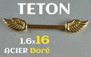 Barre teton 1.6 x 16 - aile acier dore