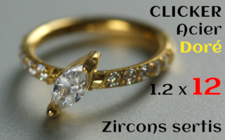 Clicker 1.2 x 12 Acier dore - zircons sertis