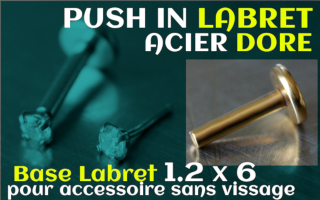 Labret acier Dore 1.2 x 6 Push in - pour accessoire sans vissage