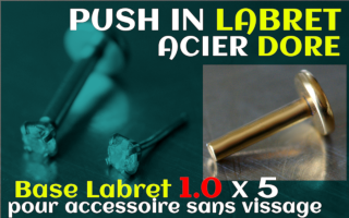 Labret acier Dore 1.0 x 5 Push in - pour accessoire sans vissage