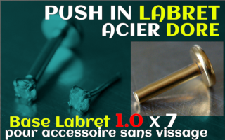 Labret acier Dore 1.0 x 7 Push in - pour accessoire sans vissage