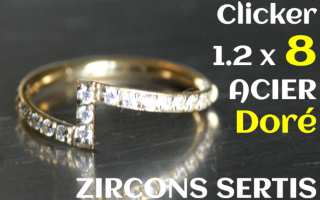 clicker acier Dore 1.2 x 8 zircons sertis
