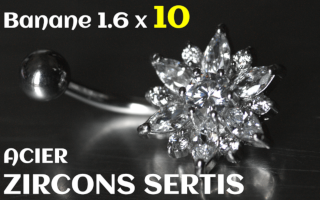 Bananes Acier 1.6 x 10 - zircons sertis