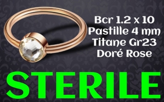 BCR titane Titane Dore Rose Pastille 4 zircon cristal - 1.2 x 10