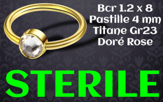 BCR titane Titane Dore Pastille 4 zircon cristal - 1.2 x 8