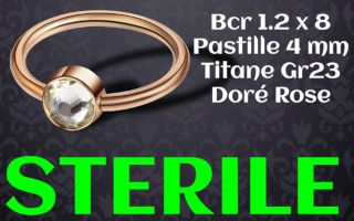 BCR titane Titane Dore Rose Pastille 4 zircon cristal - 1.2 x 8