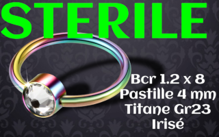 BCR titane Titane Irise Pastille 4 zircon cristal - 1.2 x 8