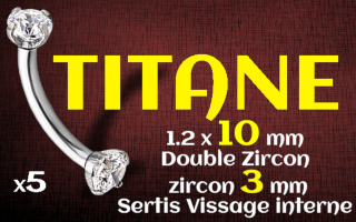 Banane 1.2 x 10 -Titane - zircon serti 3 mm - vissage interne