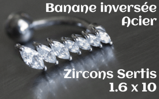 Banane Acier inverse 1.6 x 10 - zircons sertis