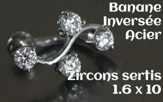 Banane inversee Acier 1.6 x 10 zircon sertis