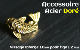 Accessoire Acier dore - vissage interne 1.0mm pour tige 1.2 mm