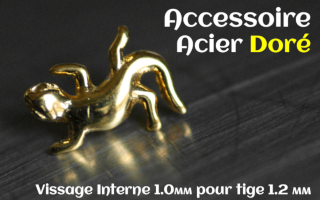 Accessoire Acier dore - vissage interne 1.0mm pour tige 1.2 mm