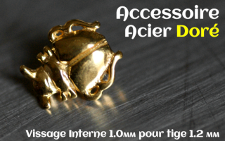 Accessoire Acier dore - vissage interne 1.0mm pour tige 1.2 mm