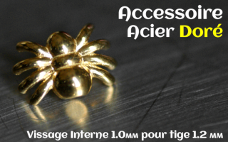 Accessoire Acier dore - vissage interne 1.0mm pour tige 1.2 mm