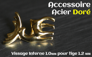 Accessoire Acier dore - vissage interne 1.0mm pour tige 1.2 mm
