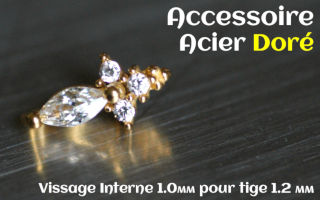 Accessoire Acier dore - vissage interne 1.0mm pour tige 1.2 mm